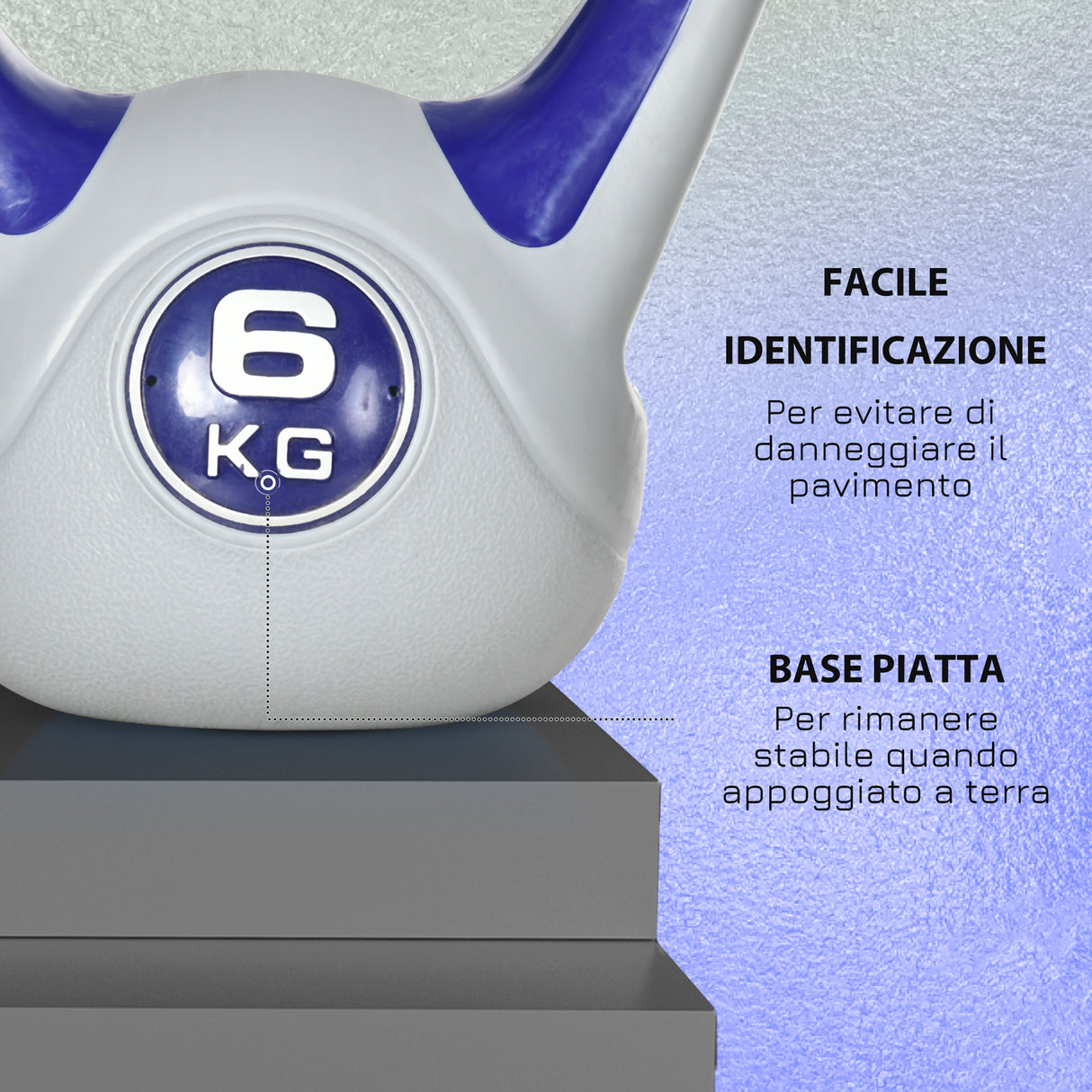 easycomfort easycomfort kettlebell 6kg con rivestimento morbido e base piatta in pu e sabbia 20x13x22cm viola