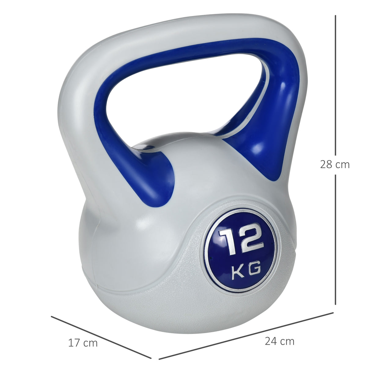 easycomfort easycomfort kettlebell 12kg in pu e sabbia con base piatta e impugnatura per stacchi squat e sollevamenti 24x17x28 cm blu
