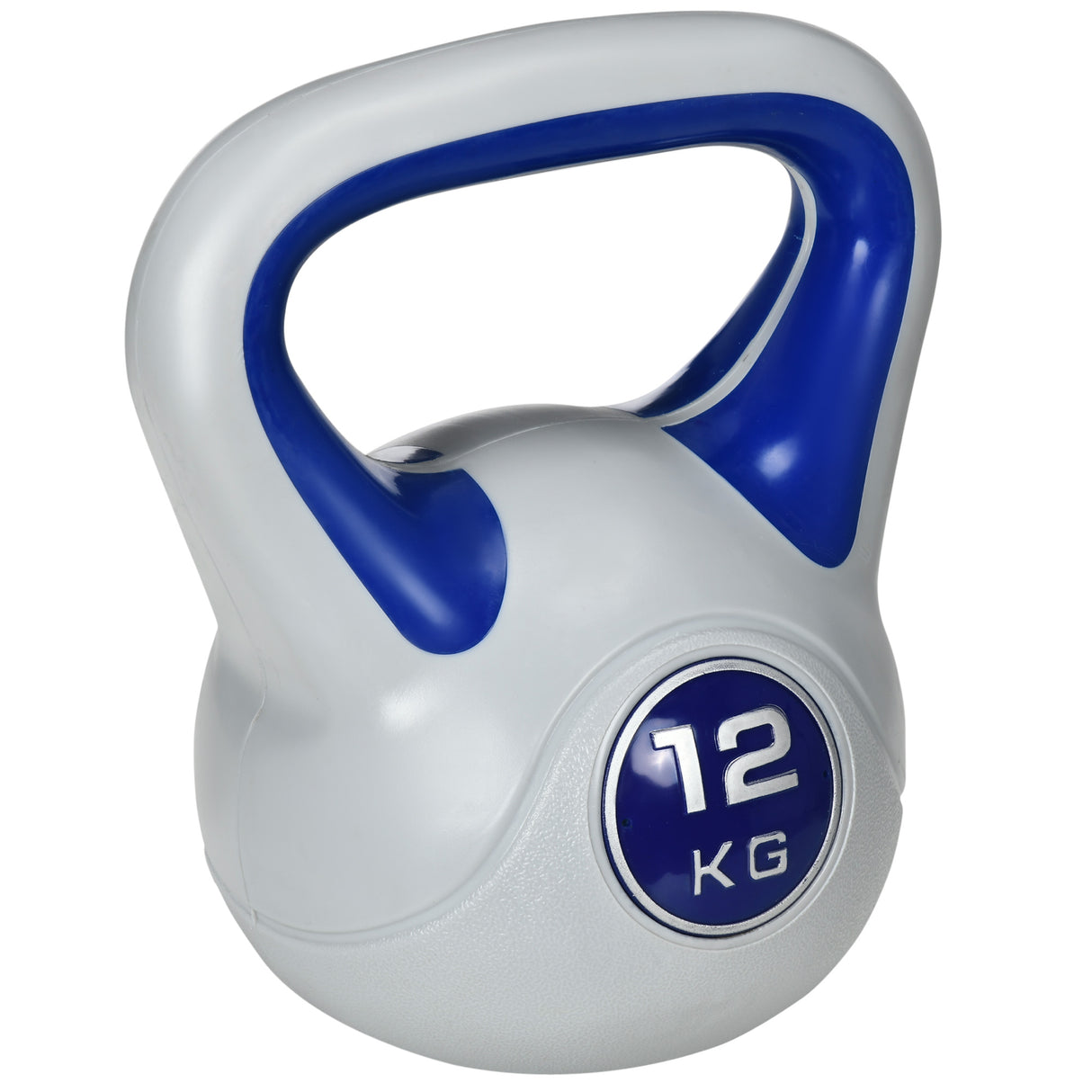 easycomfort easycomfort kettlebell 12kg in pu e sabbia con base piatta e impugnatura per stacchi squat e sollevamenti 24x17x28 cm blu