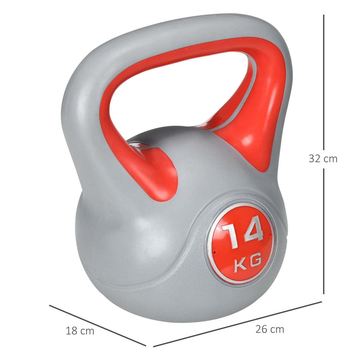 easycomfort easycomfort kettlebell 14kg in pu e sabbia con base piatta e impugnatura per stacchi squat e sollevamenti 26x18x32 cm rosso