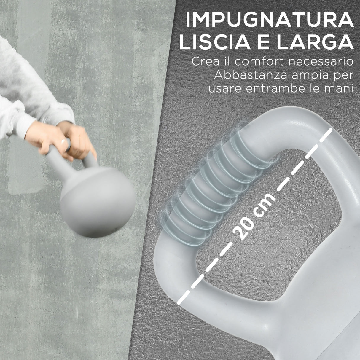 easycomfort easycomfort kettlebell 8kg in pvc e sabbia metallica per allenamento spalle e bicipiti 22x22x29 cm grigio