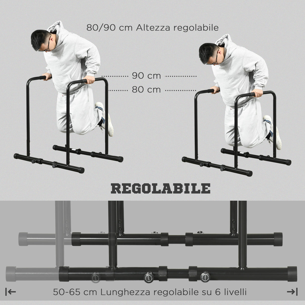 easycomfort easycomfort barra per dip in acciaio ad altezza regolabile con 6 lunghezze regolabili 90 102x65x80 90 cm nera