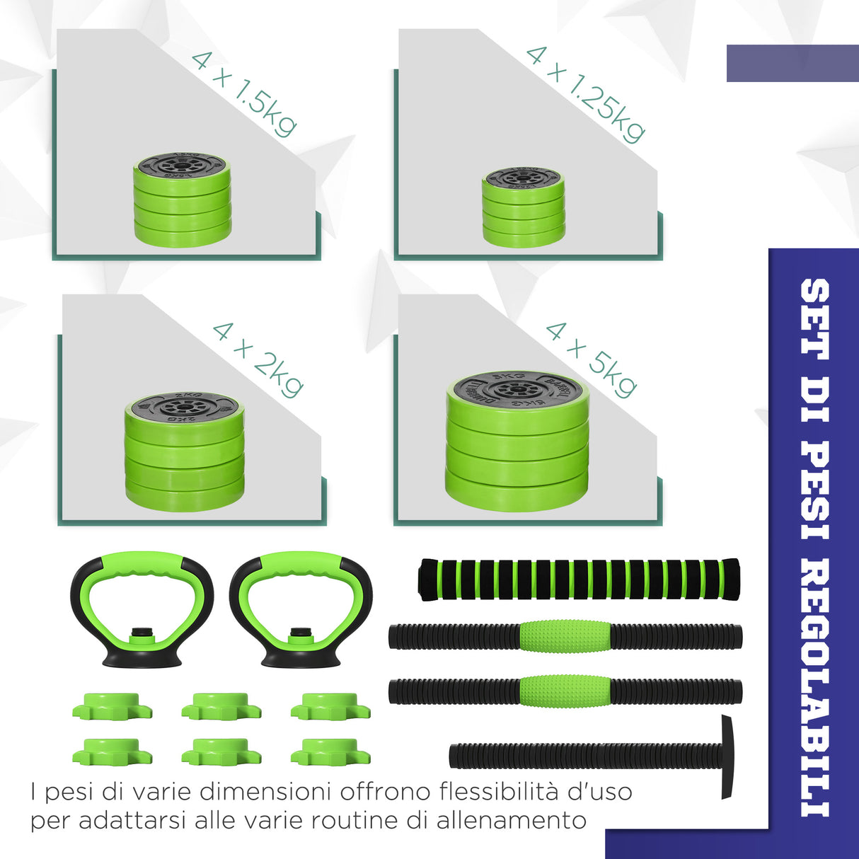 easycomfort easycomfort pesi da palestra set 4 in 1 da 40kg totali utilizzabile come kettlebell manubri e bilancieri