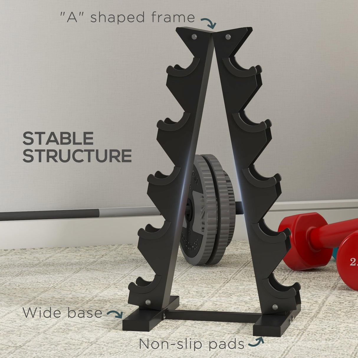 easycomfort easycomfort rastrelliera per manubri in acciaio a 5 livelli con inserti in plastica 35x33x66 cm nera