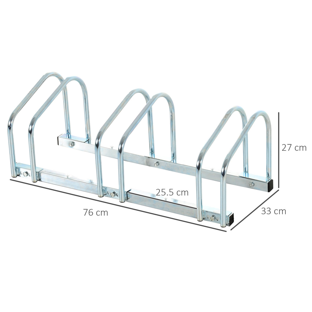 easycomfort easycomfort rastrelliera portabiciclette parcheggio per 3 biciclette in acciaio 76x33x27 cm argento