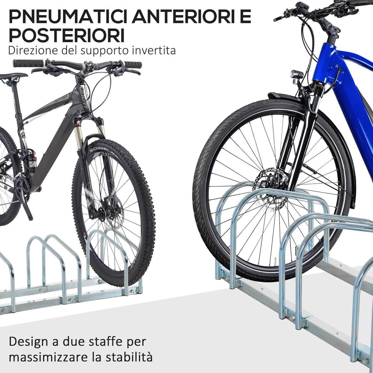 easycomfort easycomfort rastrelliera portabiciclette parcheggio per 5 biciclette in acciaio 1453327 cm argento