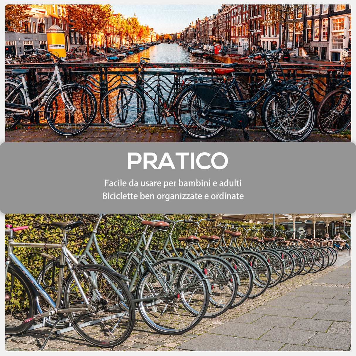 easycomfort easycomfort rastrelliera portabiciclette parcheggio per 6 biciclette in acciaio 179x33x27 cm nero