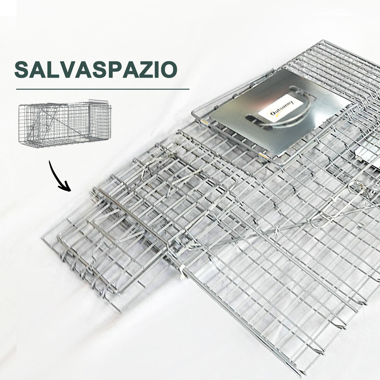 easycomfort easycomfort gabbia trappola per animali vivi pieghevole in acciaio 66x24x30 5 cm argento