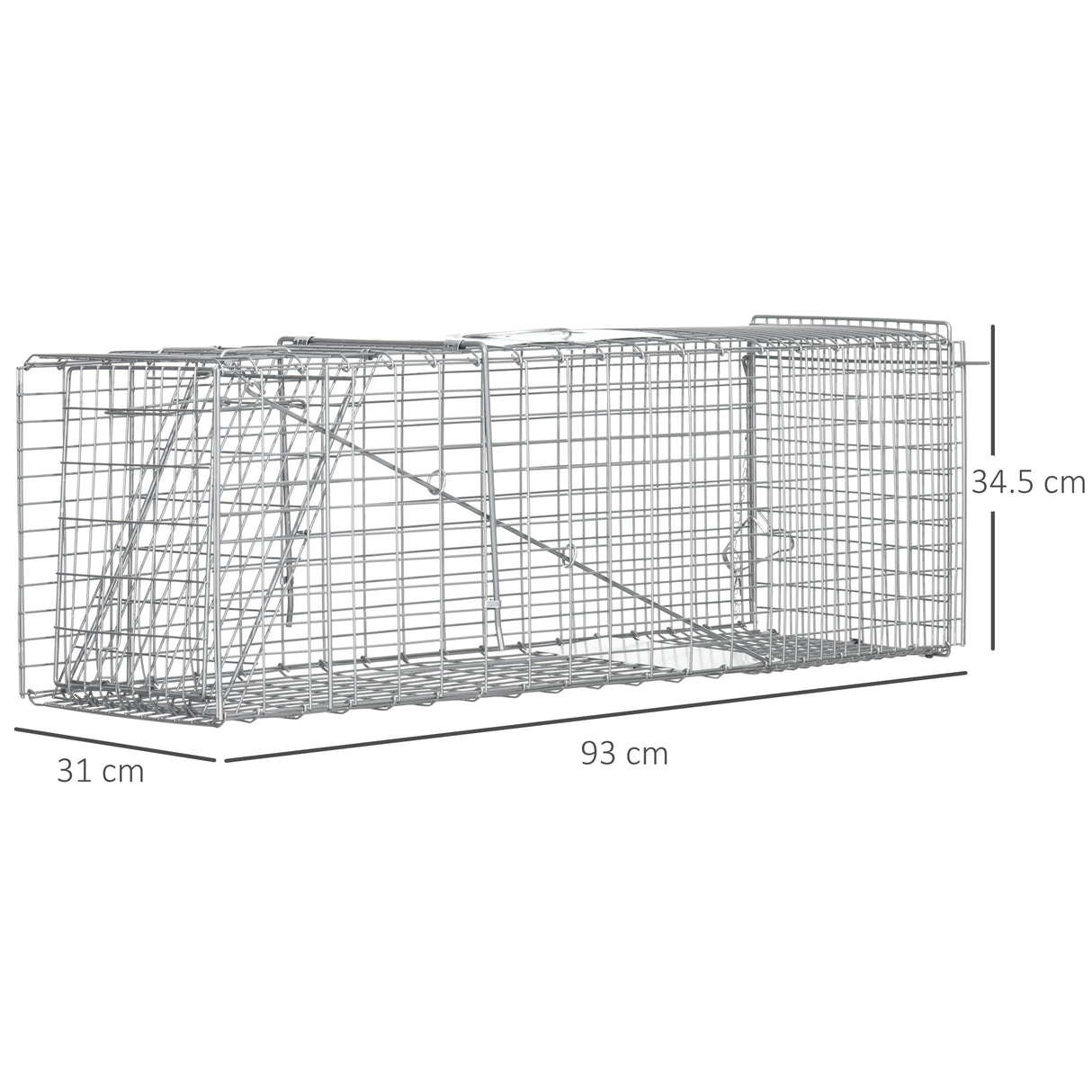 easycomfort easycomfort gabbia trappola per animali vivi pieghevole in acciaio 93x31x34 5cm argento
