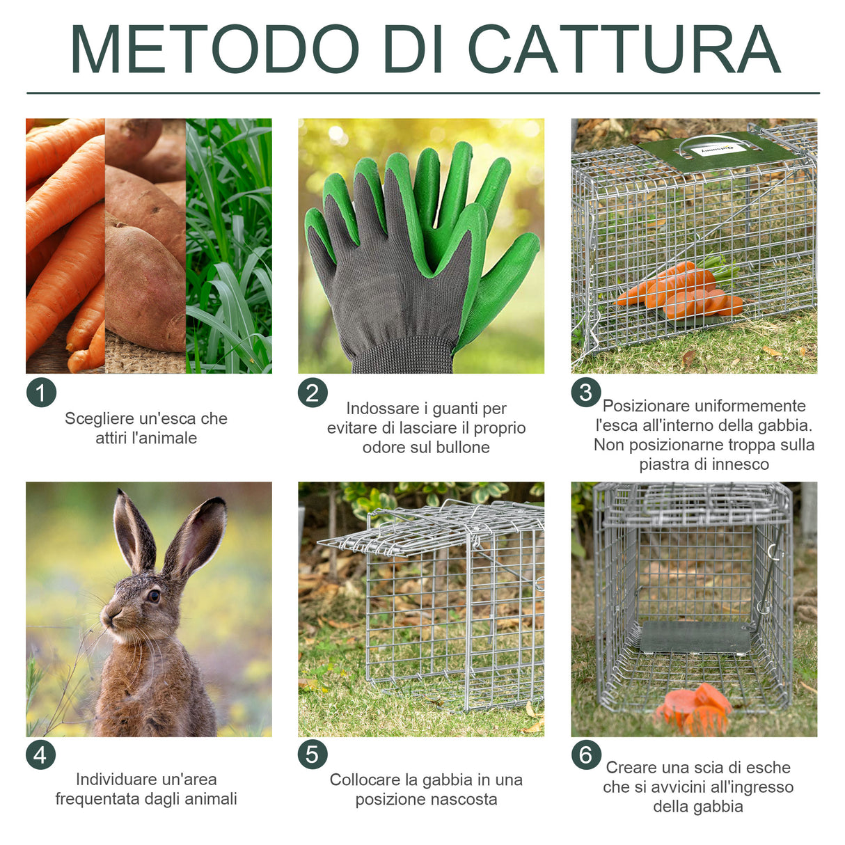 easycomfort easycomfort gabbia trappola per animali vivi pieghevole in acciaio 93x31x34 5cm argento