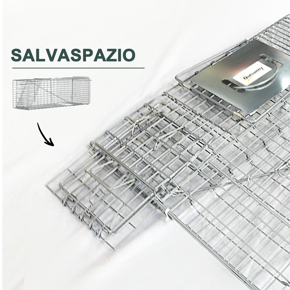 easycomfort easycomfort gabbia trappola per animali vivi pieghevole in acciaio 93x31x34 5cm argento