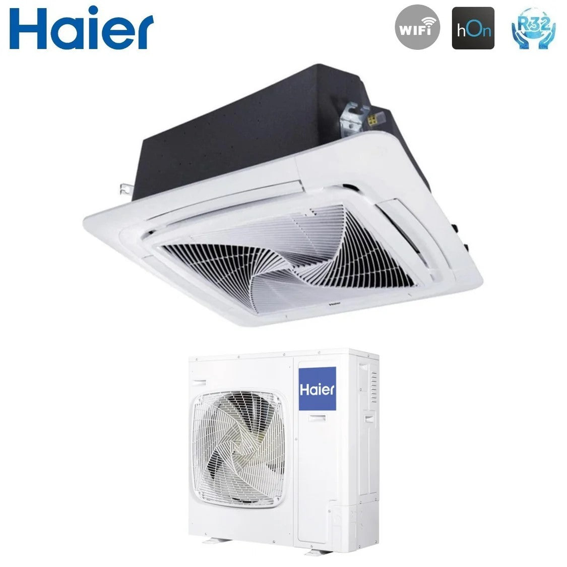 haier climatizzatore condizionatore haier cassetta 90x90 round flow 42000 btu abh125k1erg trifase r 32 wi fi optional con pannello no sensor incluso nessun comando