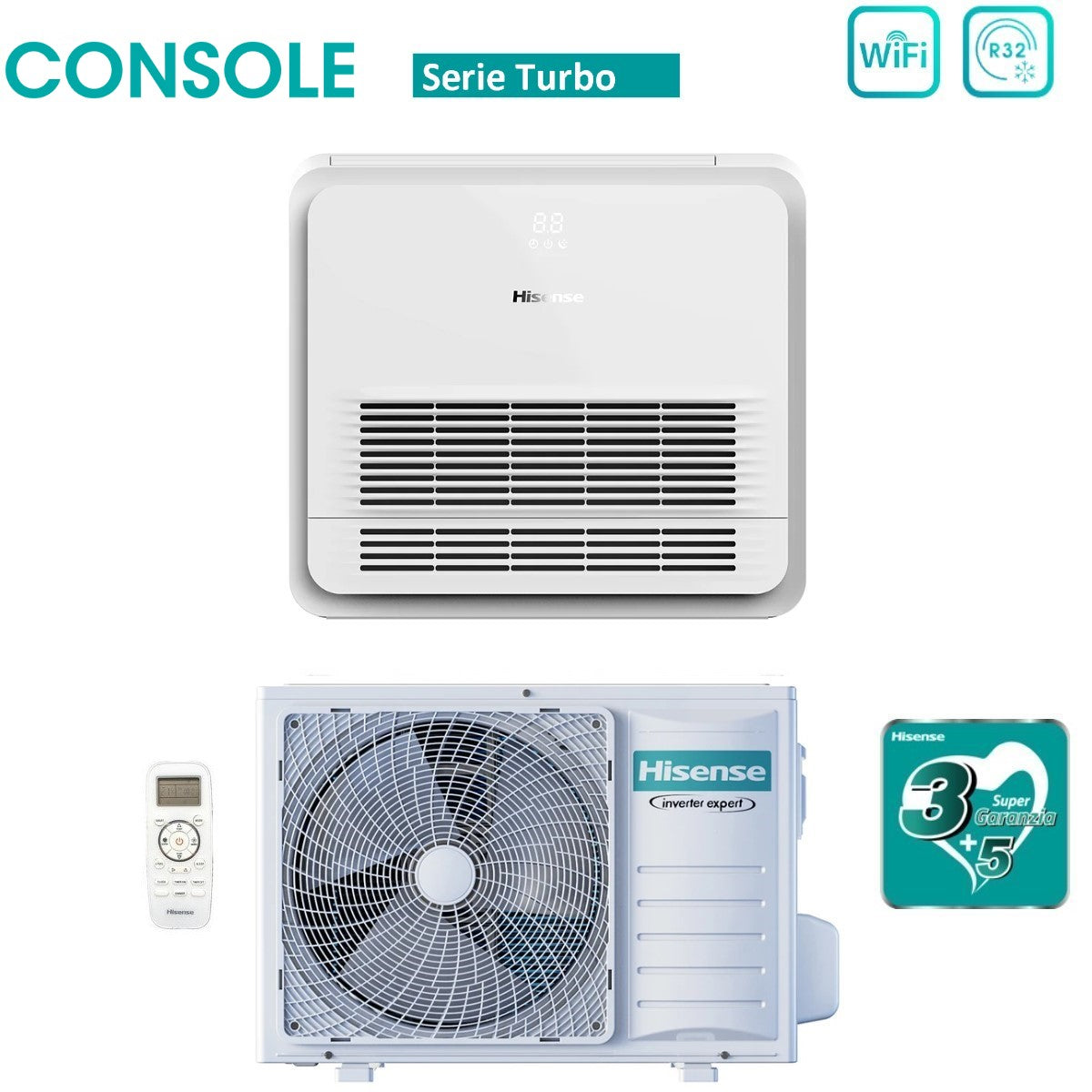 hisense climatizzatore condizionatore hisense inverter console serie turbo 9000 btu akt26ur4rk8 auw26u4rs8 r 32 wi fi optional classe aa con telecomando di serie incluso