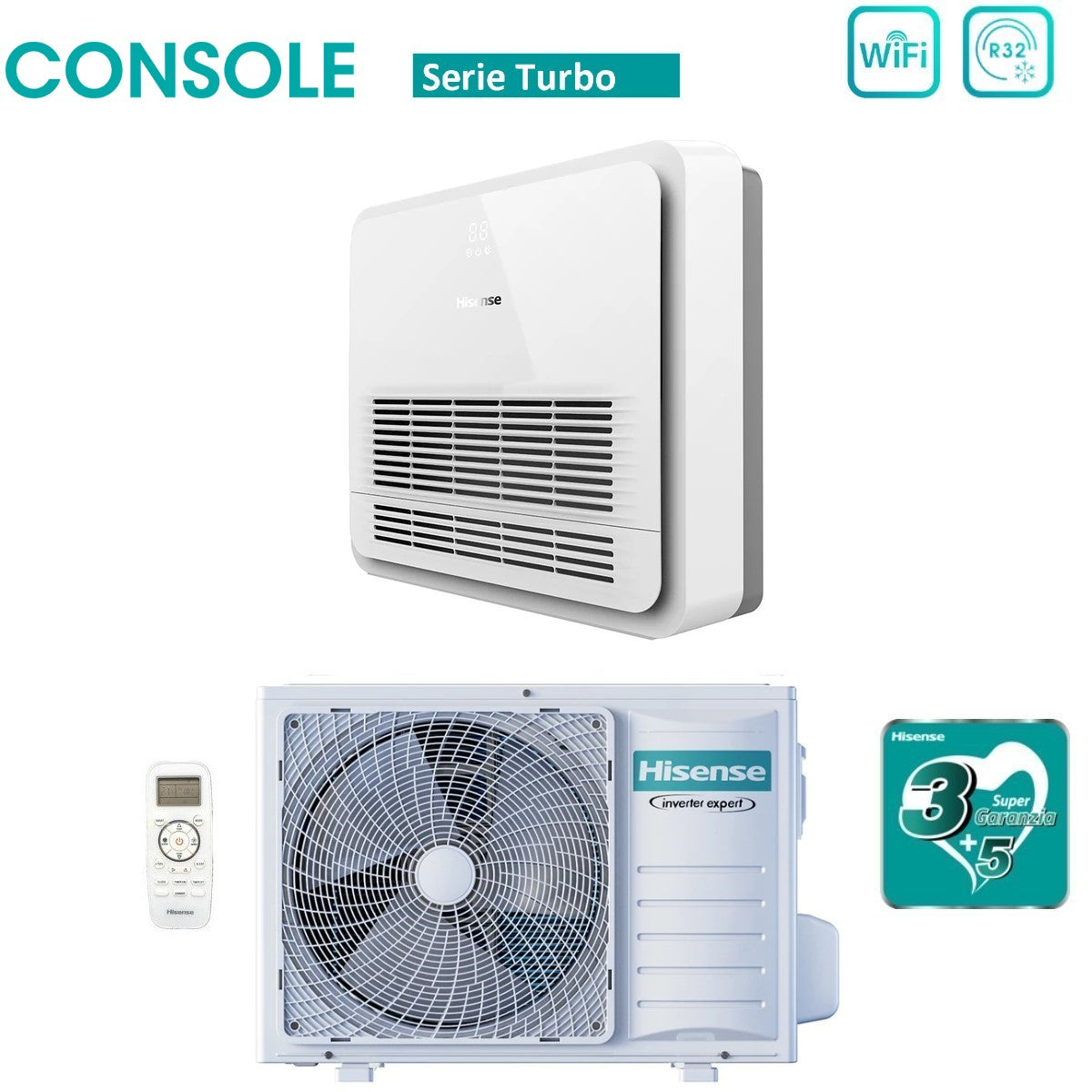 hisense climatizzatore condizionatore hisense inverter console serie turbo 9000 btu akt26ur4rk8 auw26u4rs8 r 32 wi fi optional classe aa con telecomando di serie incluso
