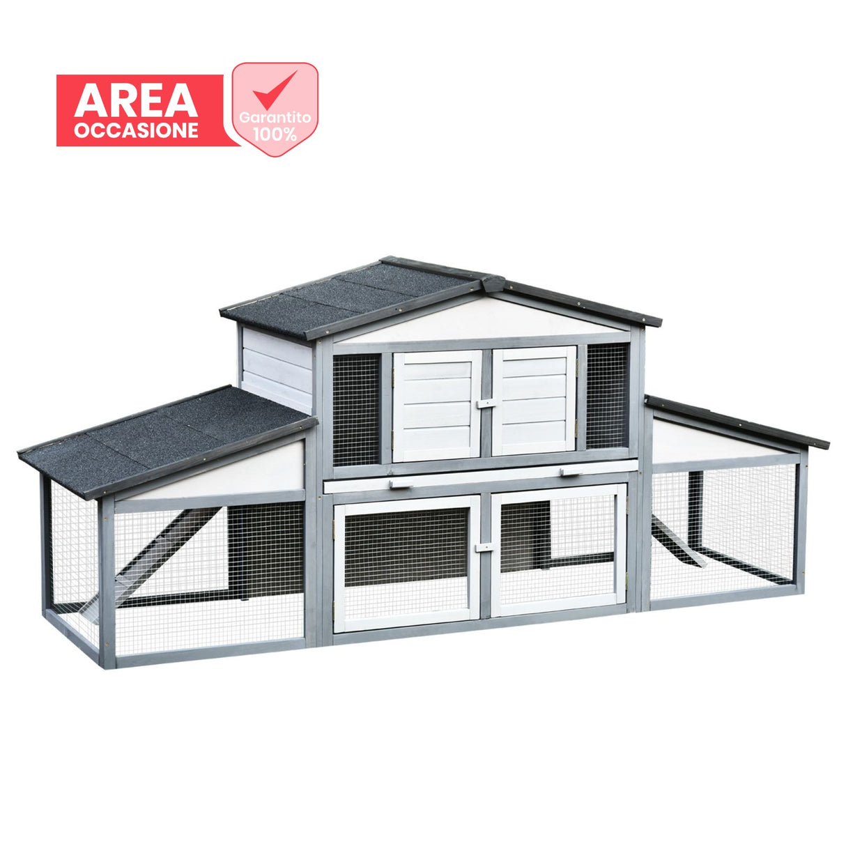 easycomfort area occasioni easycomfort conigliera da esterno in legno gabbia per 2 3 conigli o roditori bianca