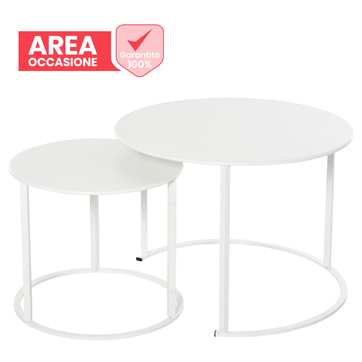 easycomfort area occasioni easycomfort set 2 tavolini da salotto e giardino salvaspazio sovrapponibili tavolini da caffe in ferro bianco