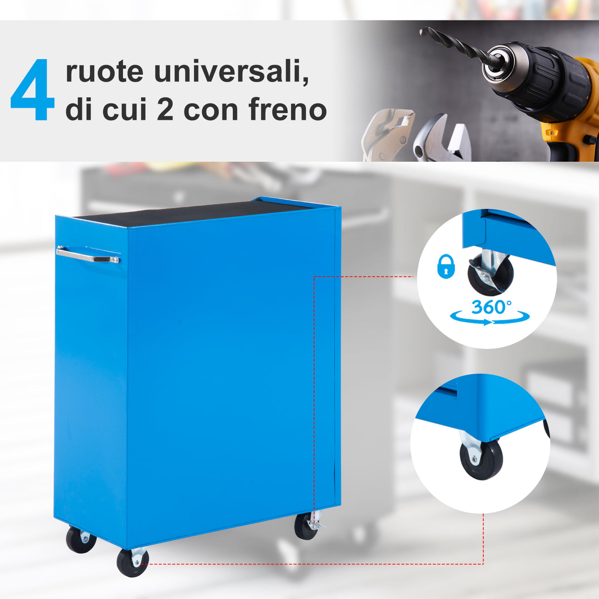 easycomfort easycomfort carrello porta utensili da officina con cassettiera azzurro 61.5 x 33 x 85cm ean 8055776910567