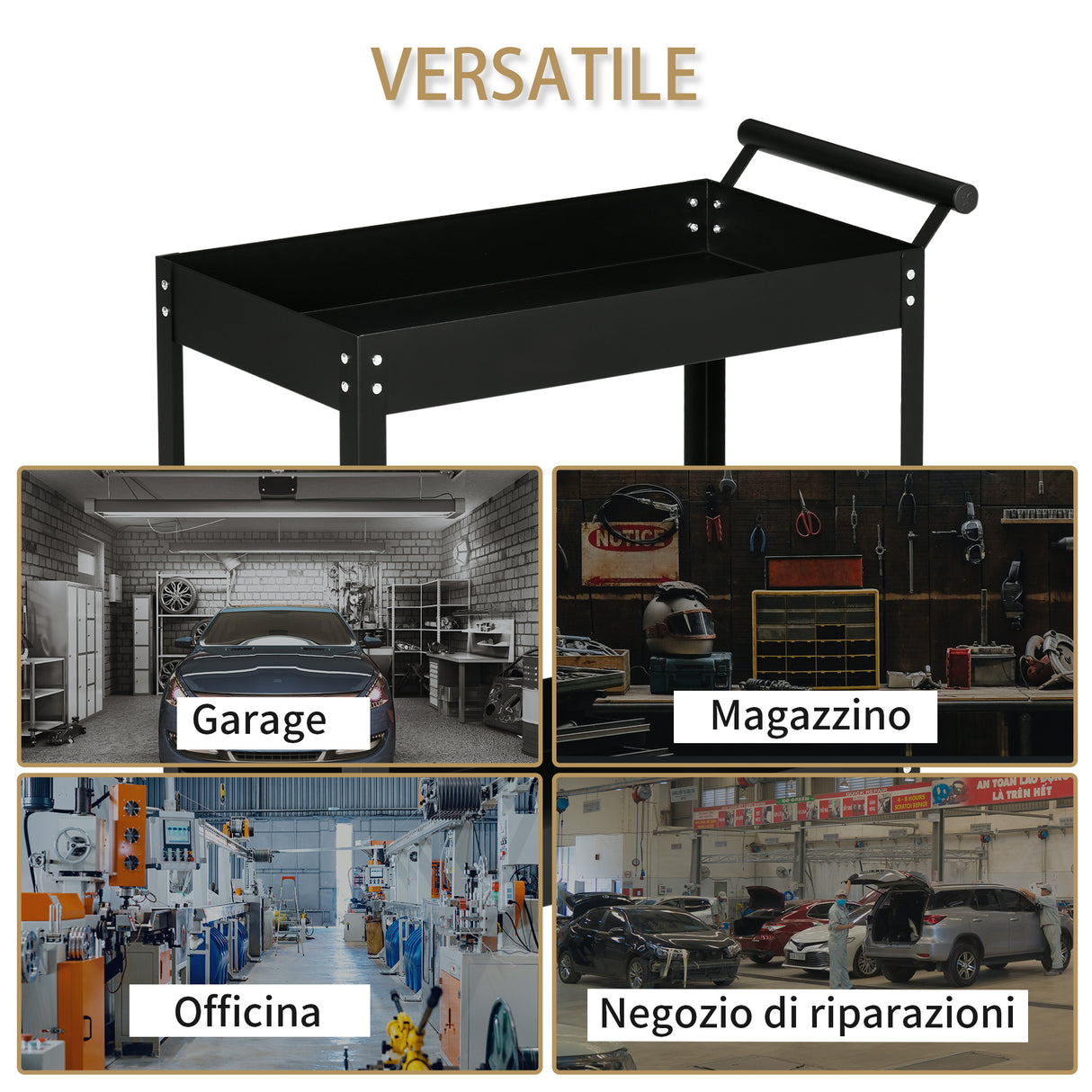 easycomfort easycomfort carrello porta attrezzi a 2 ripiani in acciaio 84 5x38x84cm nero
