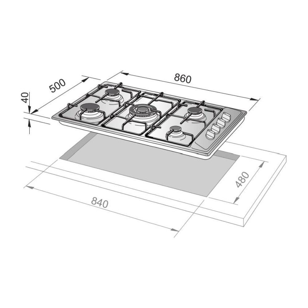 de longhi piano cottura a gas de longhi family fla 59 dd 5 fuochi l86xp50 inox ean 8024651208174