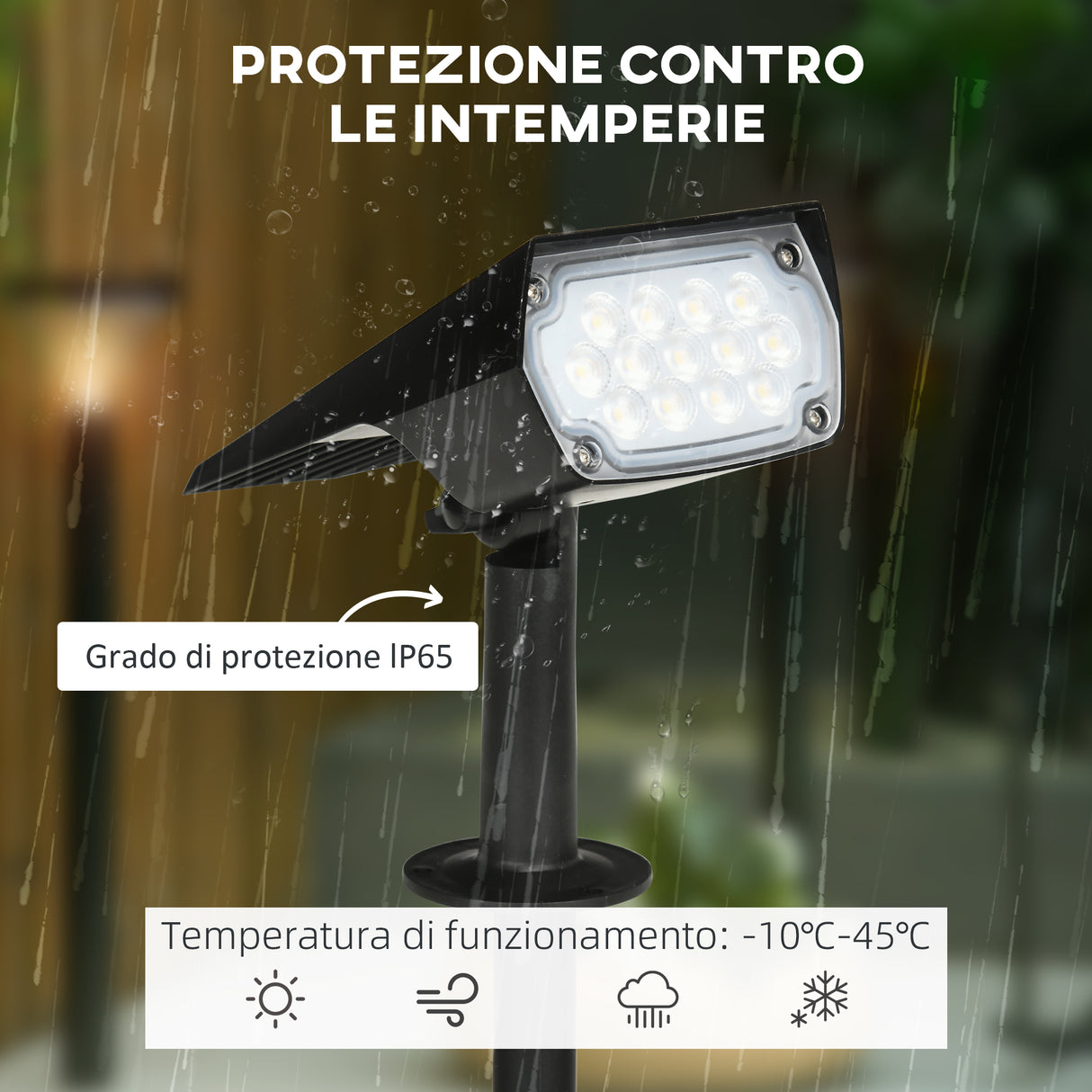 easycomfort easycomfort set da 4 faretti da giardino e muro con picchetto luce solare 2 luminosita 17x10x48 3cm nero