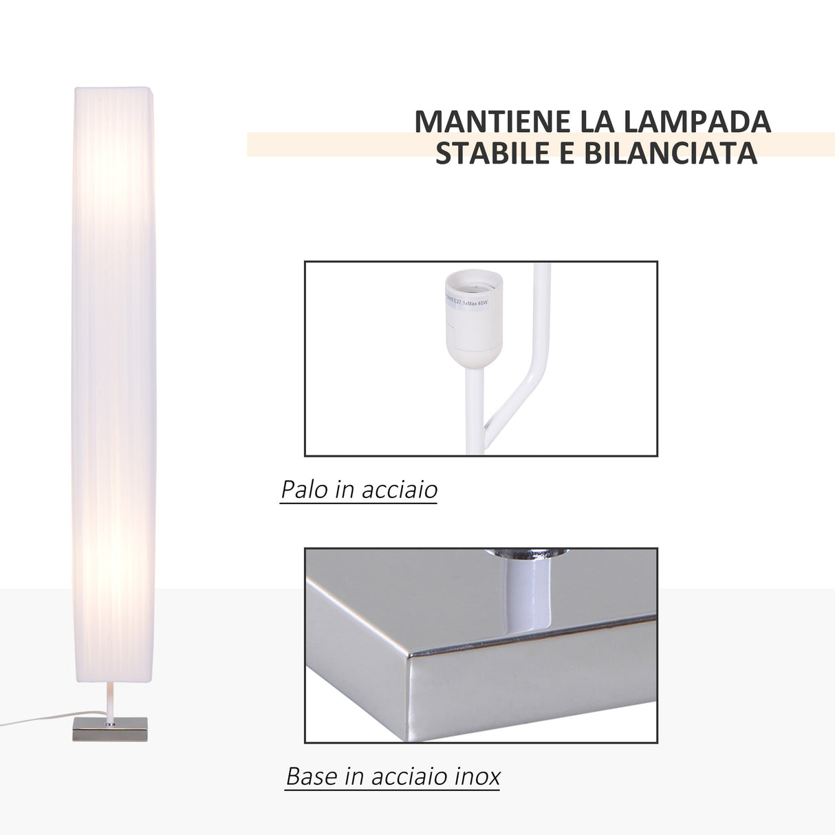 easycomfort easycomfort lampada da terra con piantana in tessuto bianco ean 8054111846752