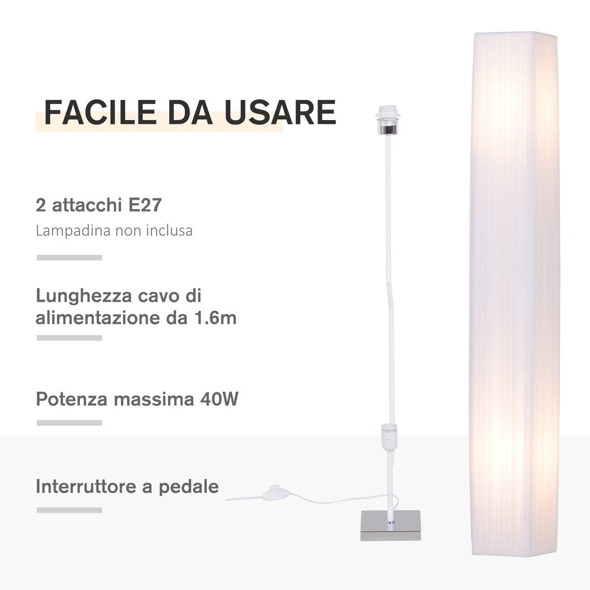 easycomfort easycomfort lampada da terra con piantana in tessuto bianco ean 8054111846752