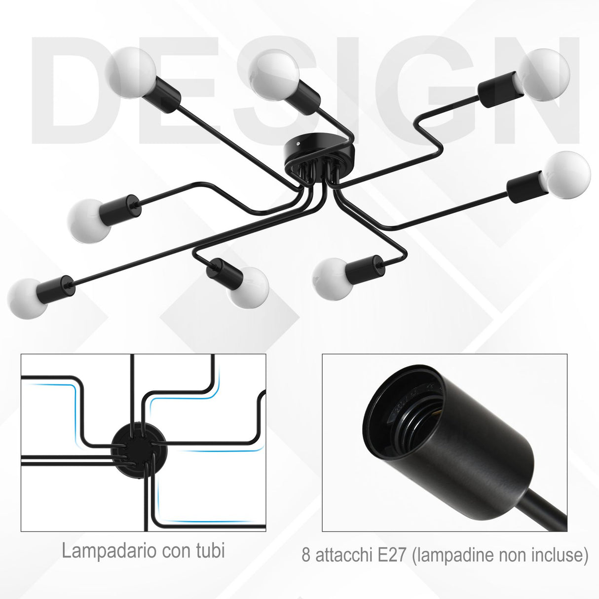 easycomfort easycomfort lampadario a soffitto moderno 8 luci illuminazione design industriale ean 8054111849647