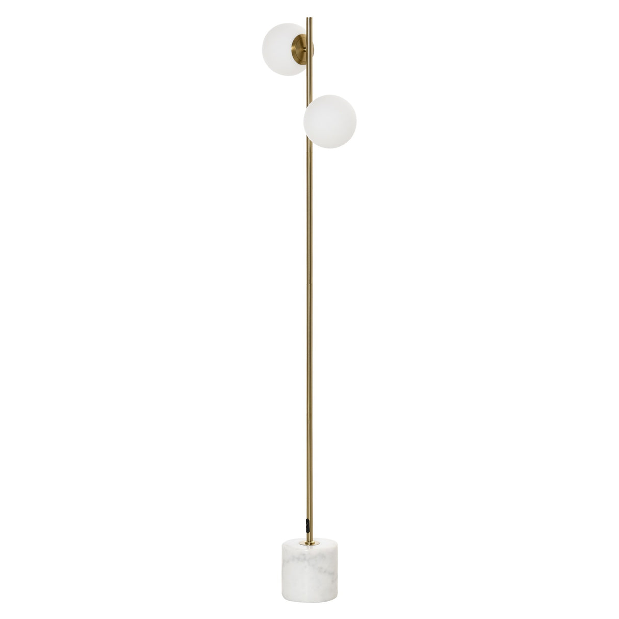 easycomfort easycomfort lampada da terra con 2 paralumi a sfera e interruttore a pedale 35x35x165cm oro e bianco