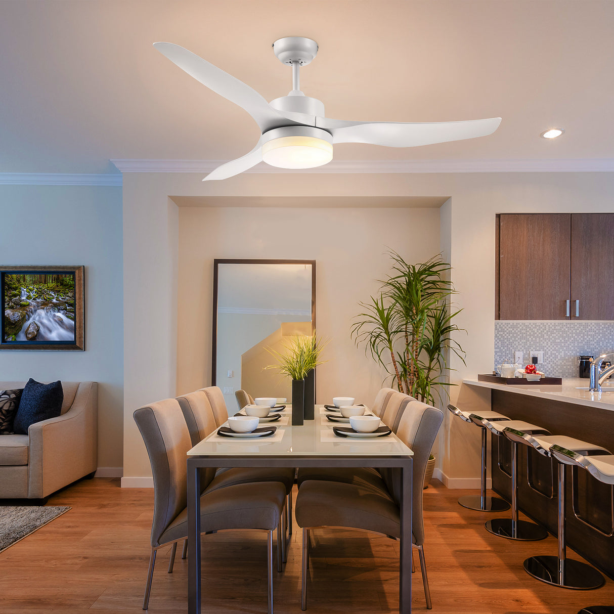 easycomfort easycomfort ventilatore da soffitto con luce led a 3 modalita con telecomando 6 velocita 132x40cm