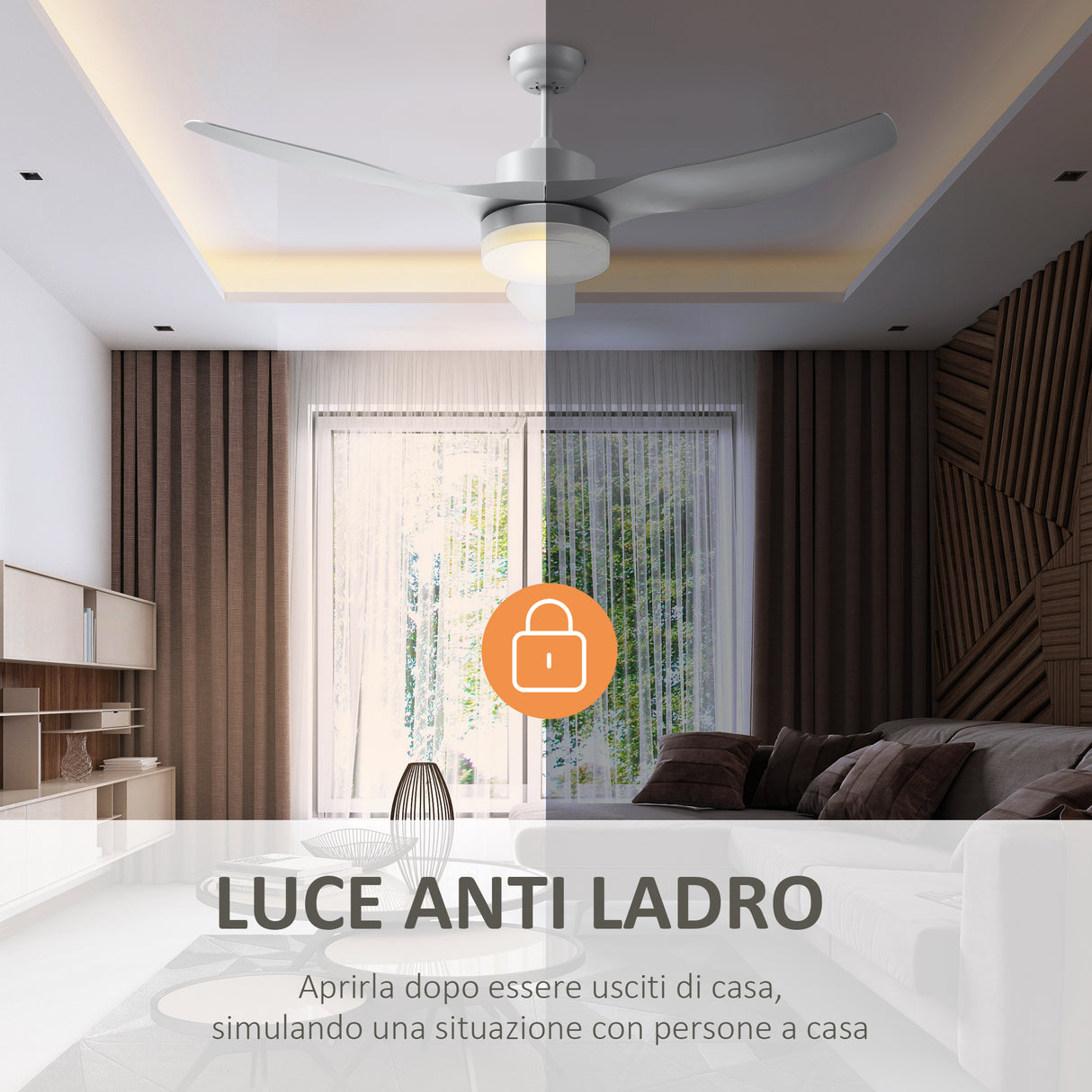 easycomfort easycomfort ventilatore da soffitto con luce led a 3 modalita con telecomando 6 velocita 132x40cm