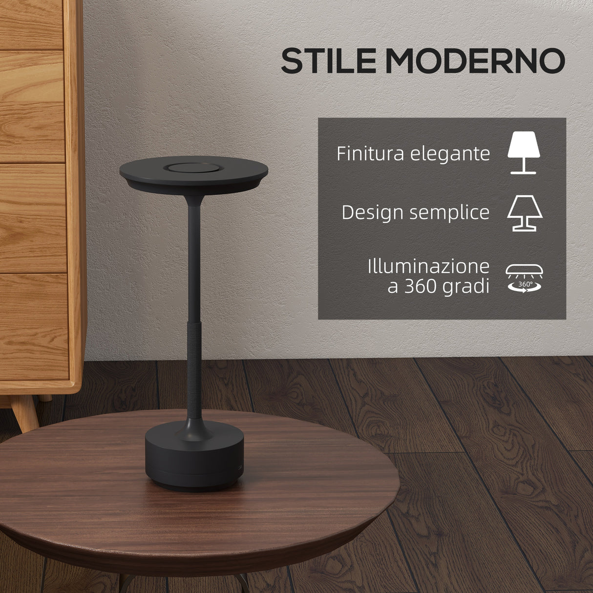 easycomfort easycomfort lampada senza filo touch luce led 3 tonalita e batteria ricaricabile 13x28 5cm nero