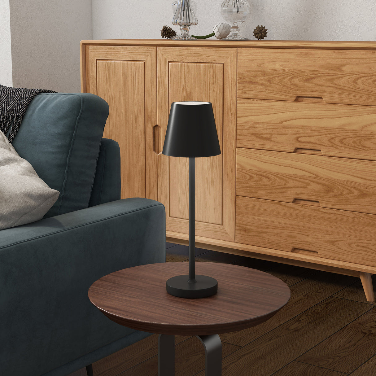 easycomfort easycomfort lampada da tavolo portatile in acrilico e metallo da 3600mah con cavo di ricarica 11 2x36 5 cm nero