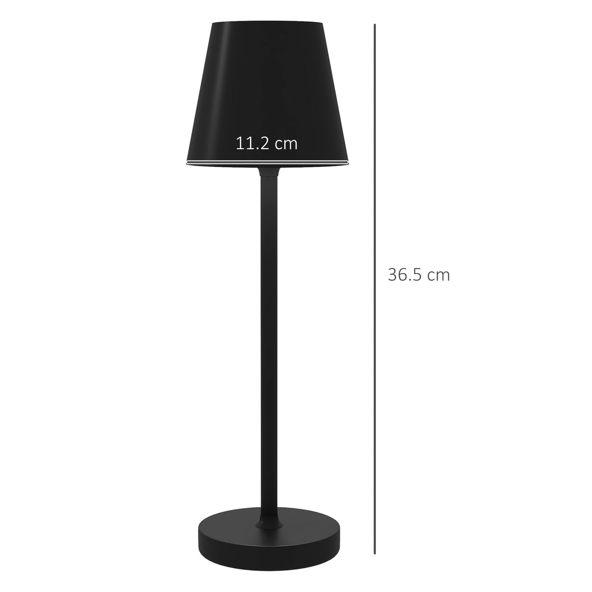 easycomfort easycomfort lampada da tavolo portatile in acrilico e metallo da 3600mah con cavo di ricarica 11 2x36 5 cm nero