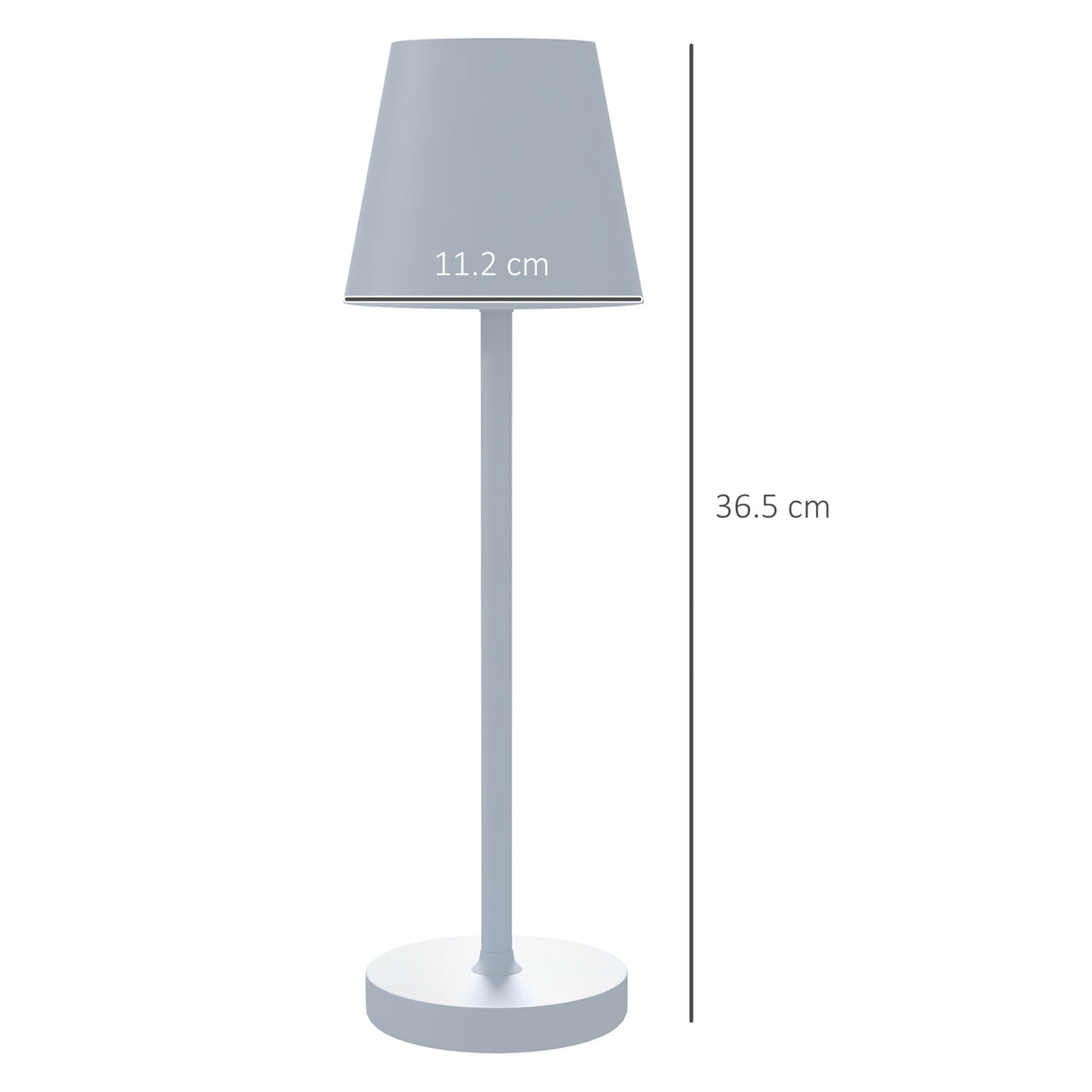 easycomfort easycomfort lampada da tavolo portatile in acrilico e metallo da 3600mah con cavo di ricarica 11 2x36 5 cm grigio