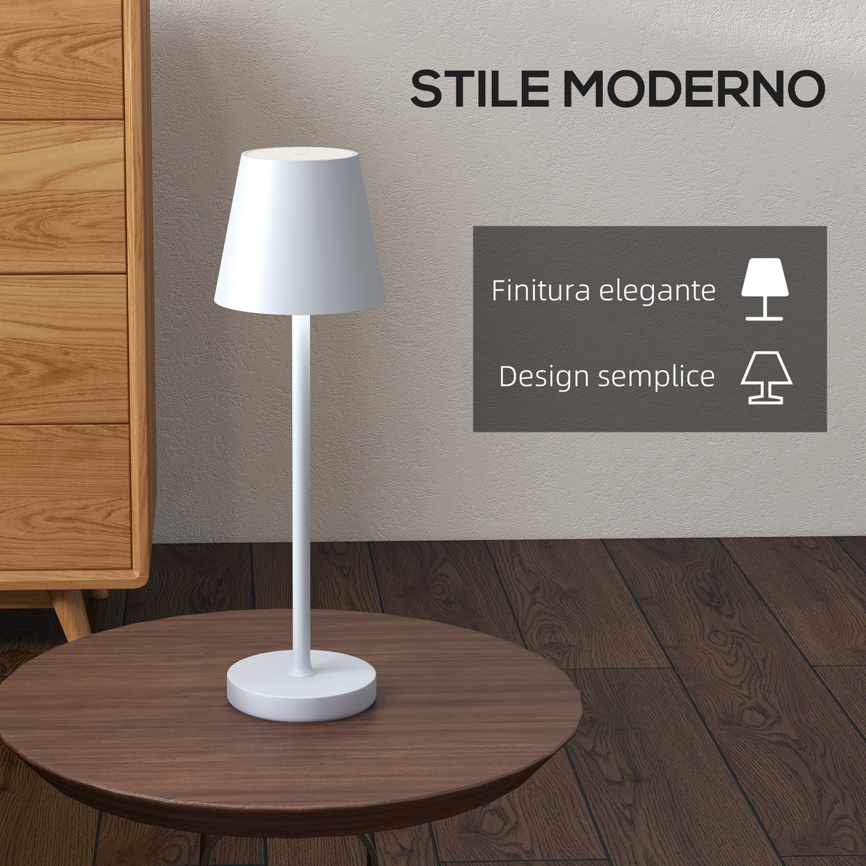 easycomfort easycomfort lampada da tavolo portatile in acrilico e metallo da 3600mah con cavo di ricarica 11 2x36 5 cm grigio