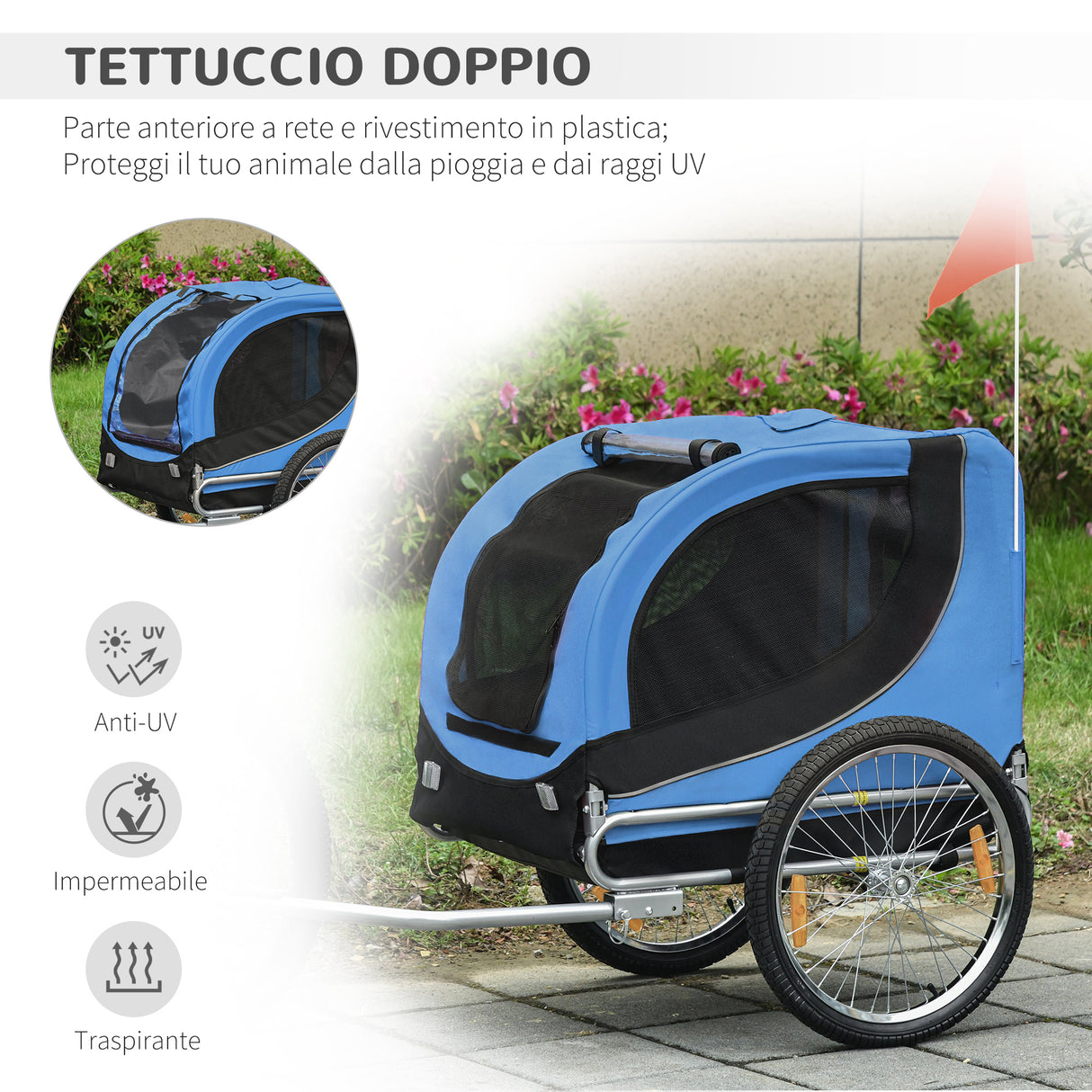easycomfort easycomfort rimorchio bici per cani azzurro e nero 130x90x110cm ean 8054144136653