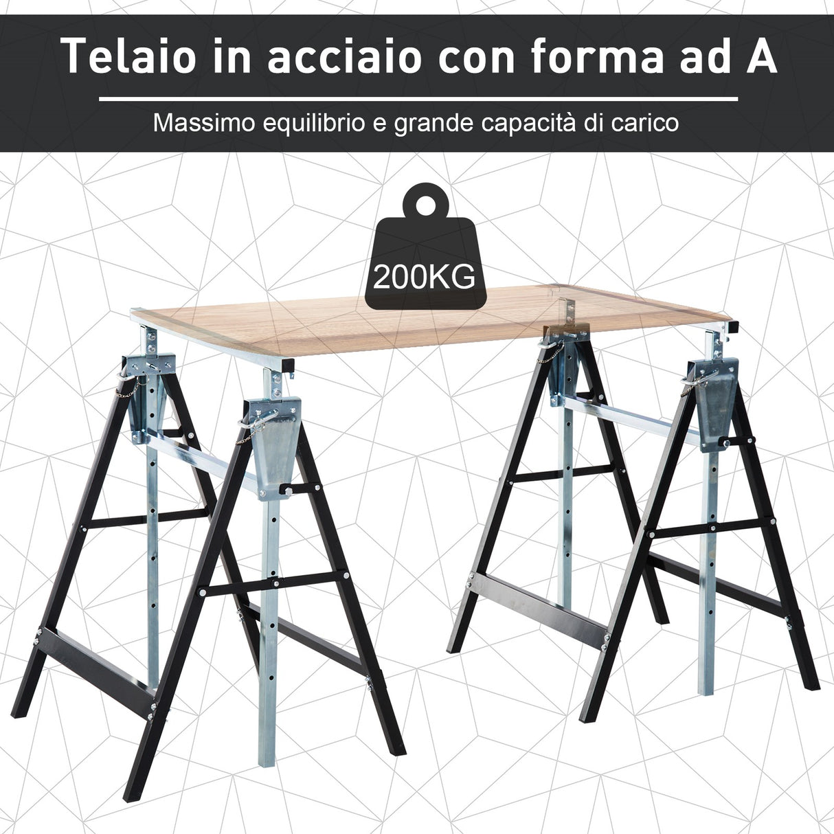 easycomfort easycomfort set 2 cavalletti da lavoro pieghevoli telescopici altezza regolabile in tubi dacciaio ean 8054111842198