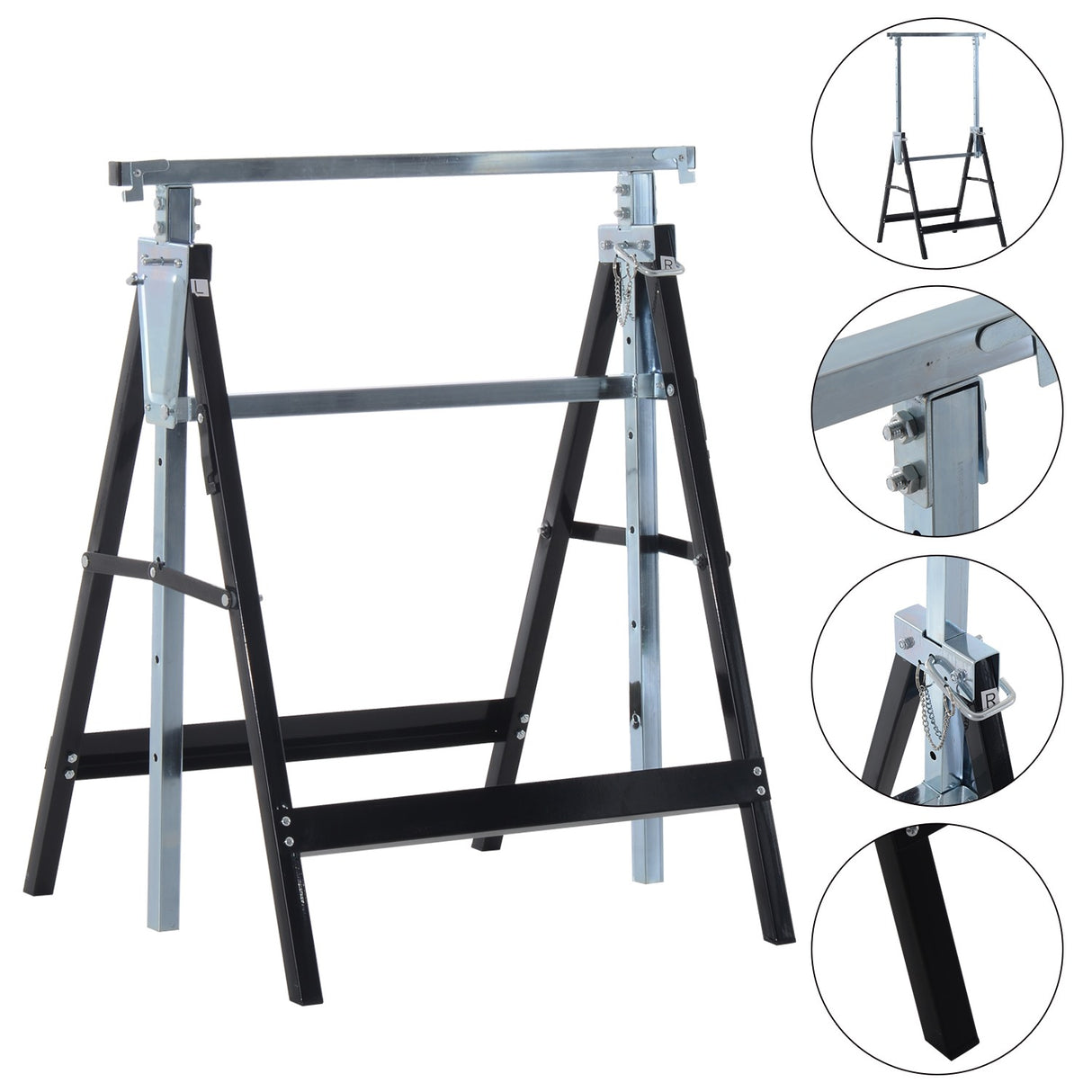 easycomfort easycomfort set 2 cavalletti da lavoro pieghevoli telescopici altezza regolabile in tubi dacciaio ean 8054111842198