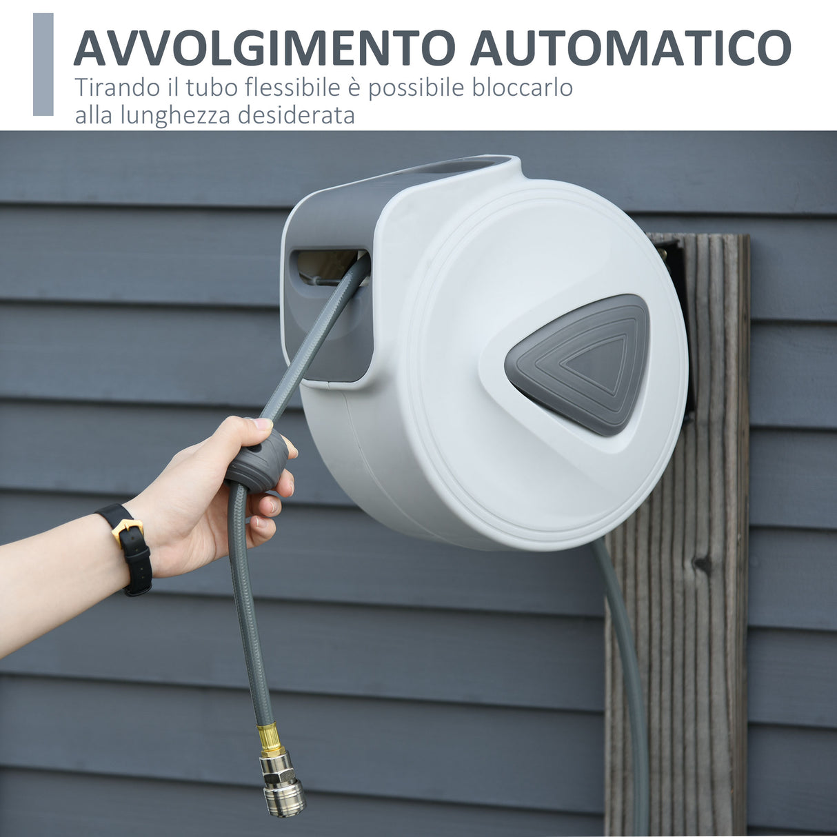 easycomfort easycomfort avvolgitubo automatico da parete con attacco 38 10 2m ruotabile di 180 ean 8054111844956