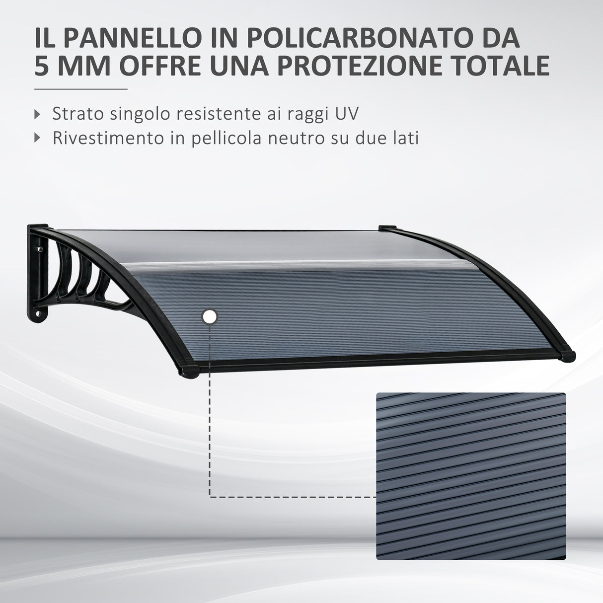 easycomfort easycomfort tettoia in policarbonato anti uv da esterno per porte e finestre 200x80cm 1