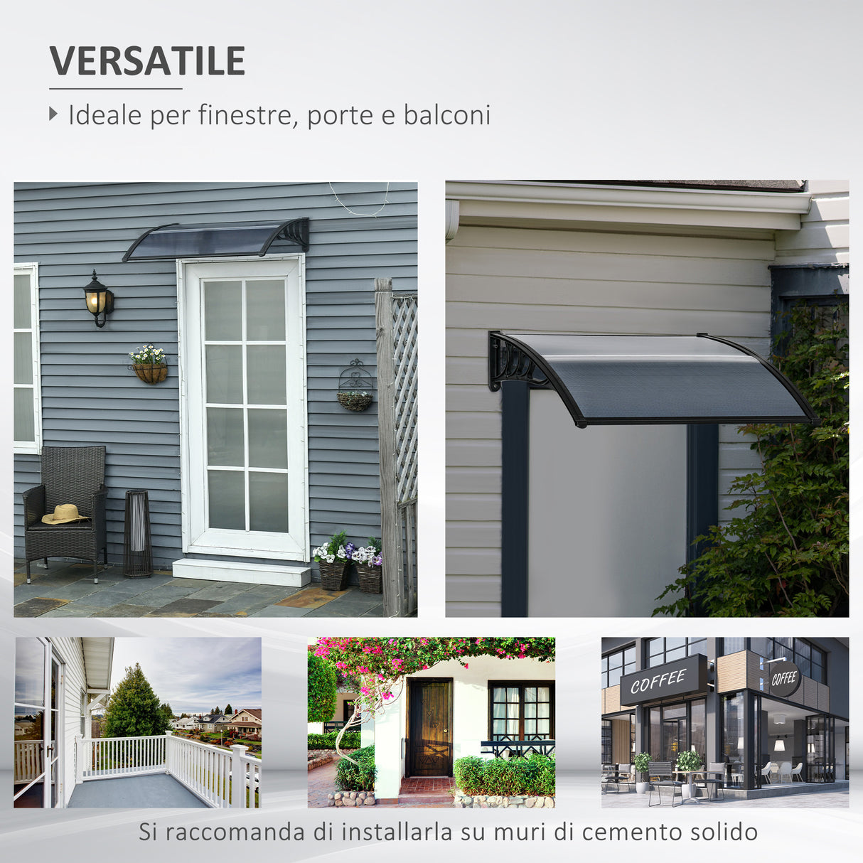 easycomfort easycomfort tettoia in policarbonato anti uv da esterno per porte e finestre 200x80cm 1