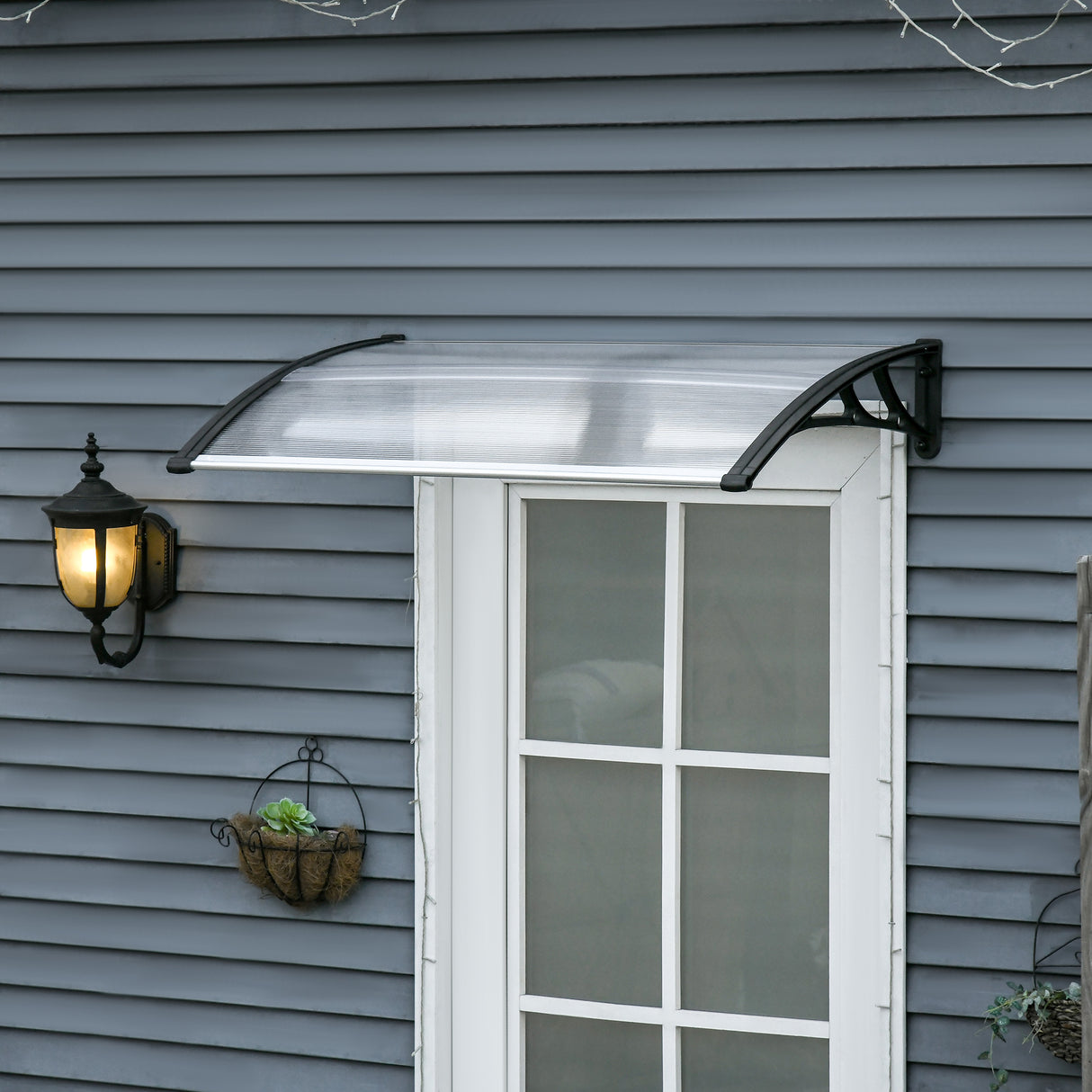 easycomfort easycomfort pensilina da esterno per finestre e porte in policarbonato e alluminio 110x60x18cm trasparente