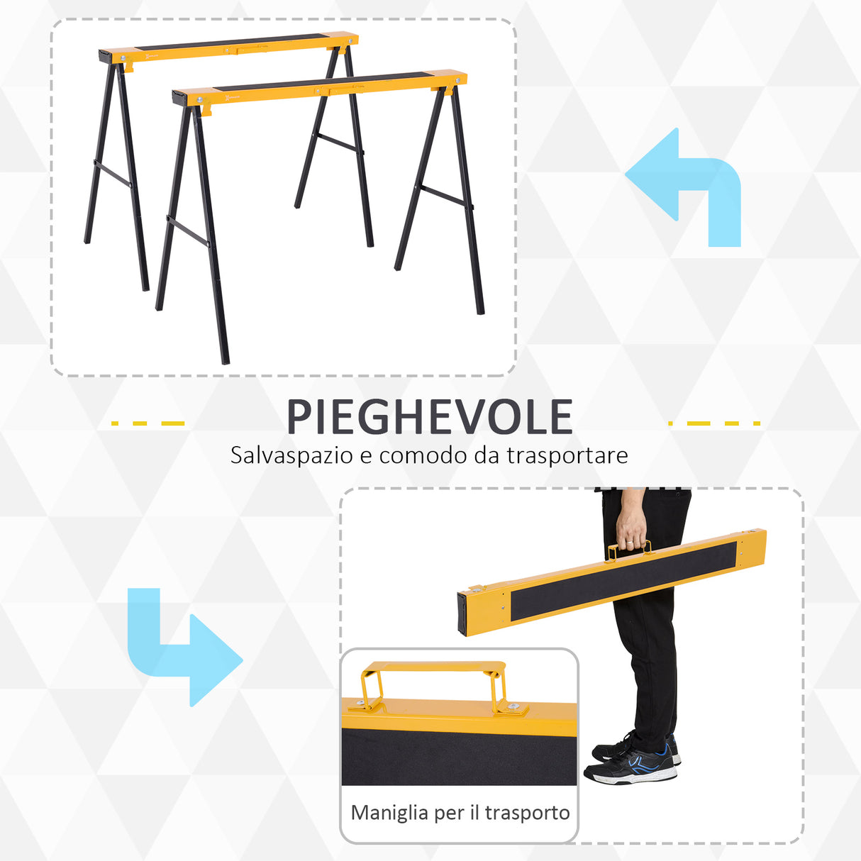 easycomfort easycomfort set 2 cavalletti da lavoro pieghevoli in acciaio portata 250kg ean 8054111840743