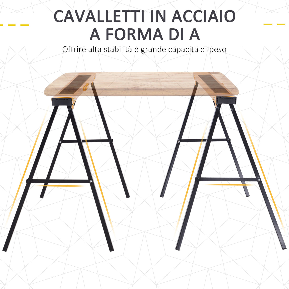 easycomfort easycomfort set 2 cavalletti da lavoro pieghevoli in acciaio portata 250kg ean 8054111840743