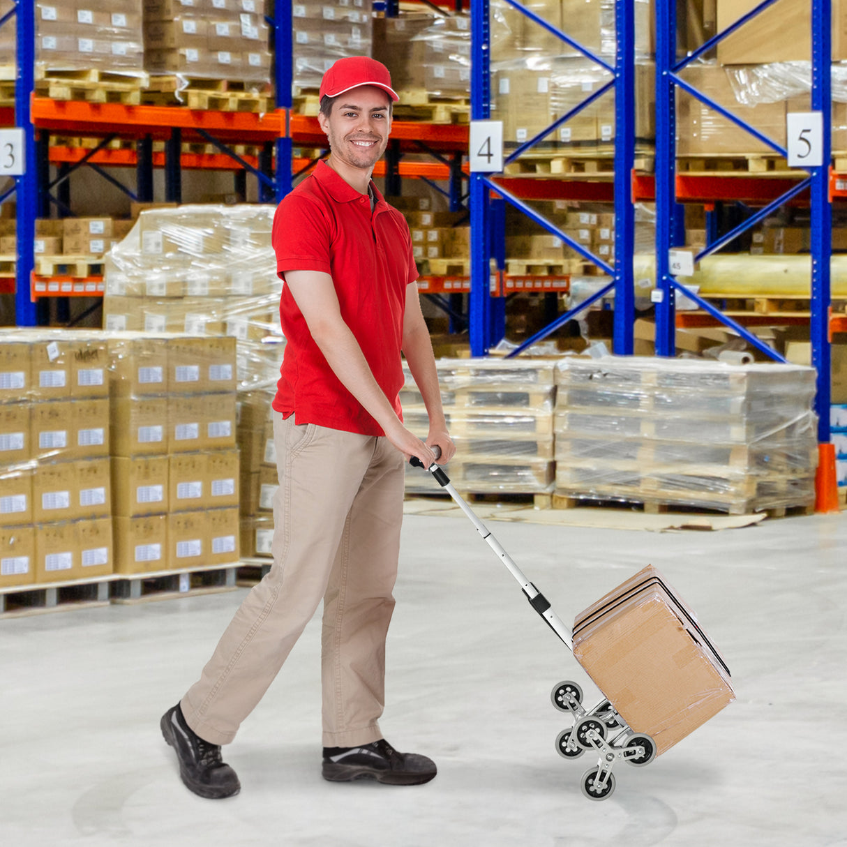 easycomfort easycomfort carrello portapacchi pieghevole in alluminio con 6 ruote per scale carico 70kg ean 8054111845649