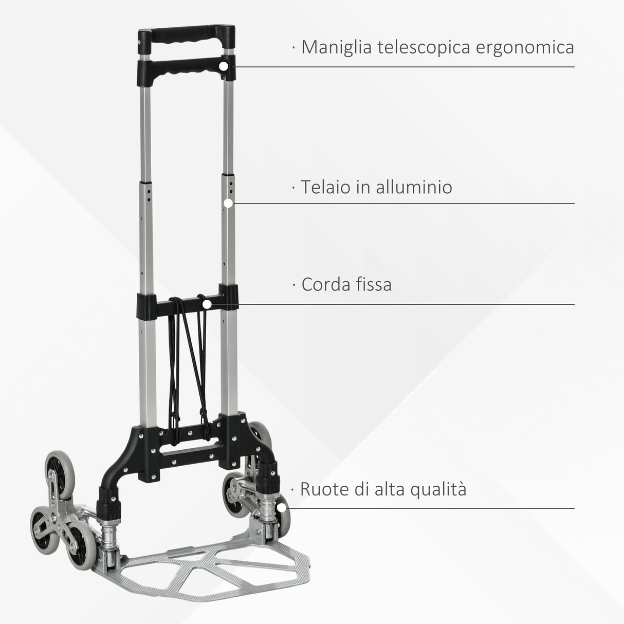 easycomfort easycomfort carrello portapacchi pieghevole in alluminio con 6 ruote per scale carico 70kg ean 8054111845649