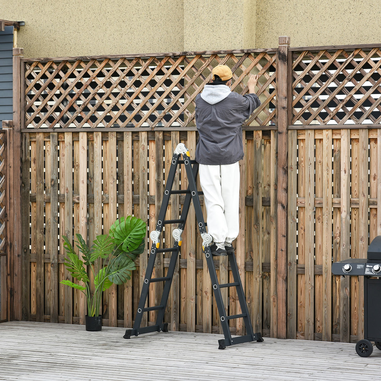 easycomfort easycomfort scala in alluminio 5 in 1 nera per interni ed esterni carico massimo 150kg 370x61x11 cm