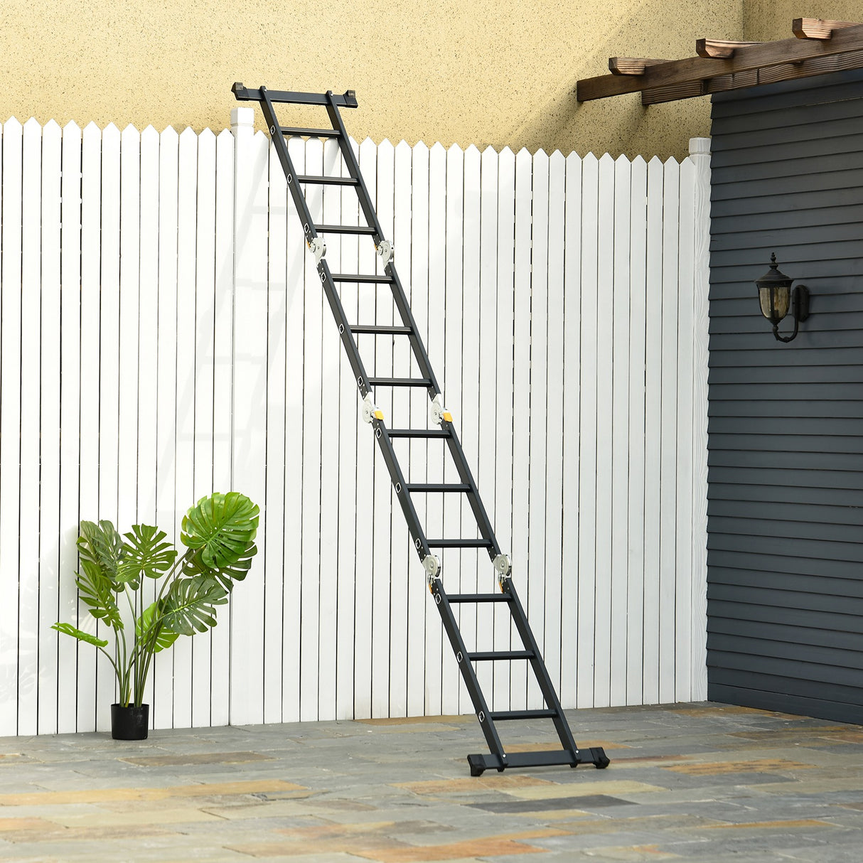 easycomfort easycomfort scala in alluminio 5 in 1 nera per interni ed esterni carico massimo 150kg 370x61x11 cm