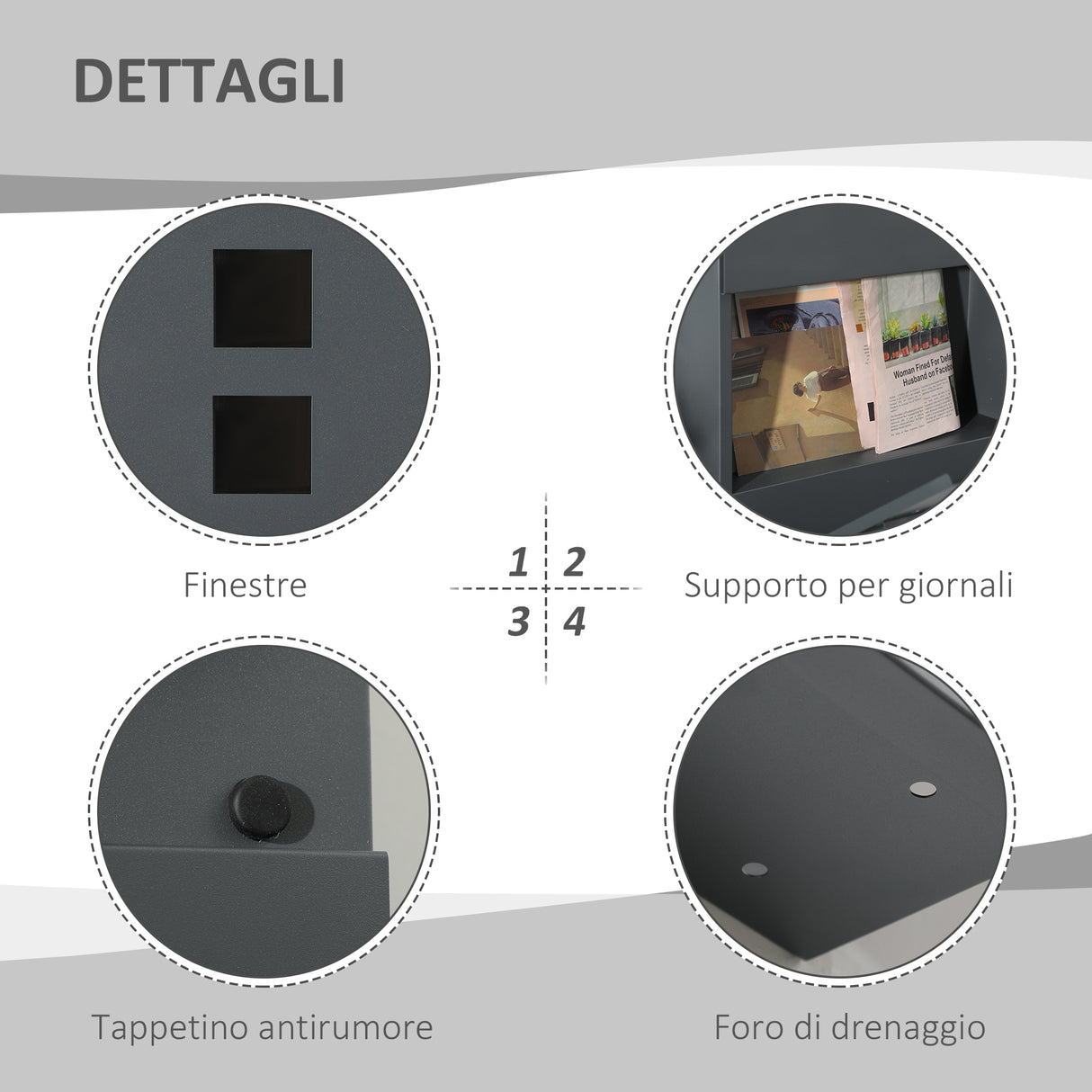 easycomfort easycomfort cassetta postale in acciaio zincato con 3 fessure e 2 chiavi di sicurezza 37x10 5x37 cm grigio