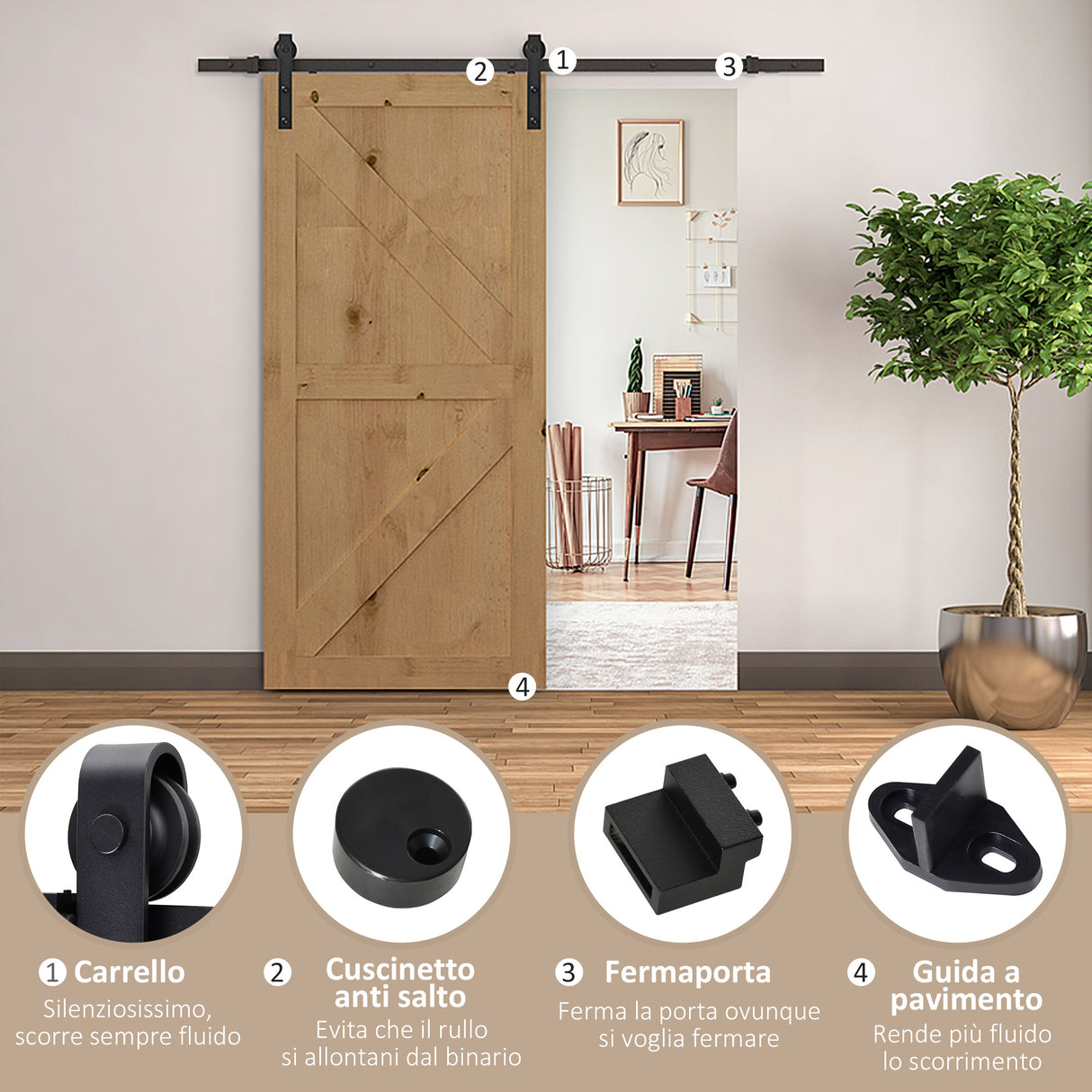 easycomfort easycomfort kit binario per porte scorrevoli nero 200x4x0.6cm ean 8054111845410